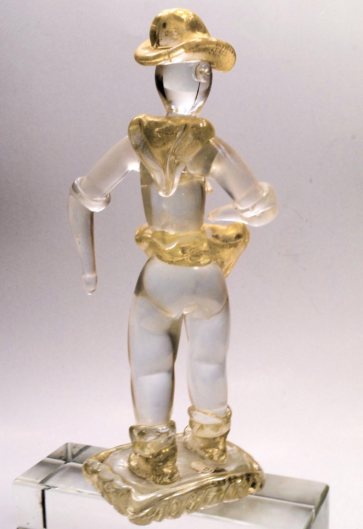 Ercole Barovier Murano Seminatore Clear Massiccio Glass Gold Applications, 1930 For Sale 3