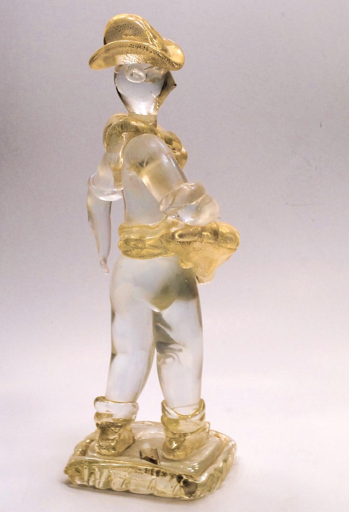 Ercole Barovier Murano Seminatore Clear Massiccio Glass Gold Applications, 1930 For Sale 4