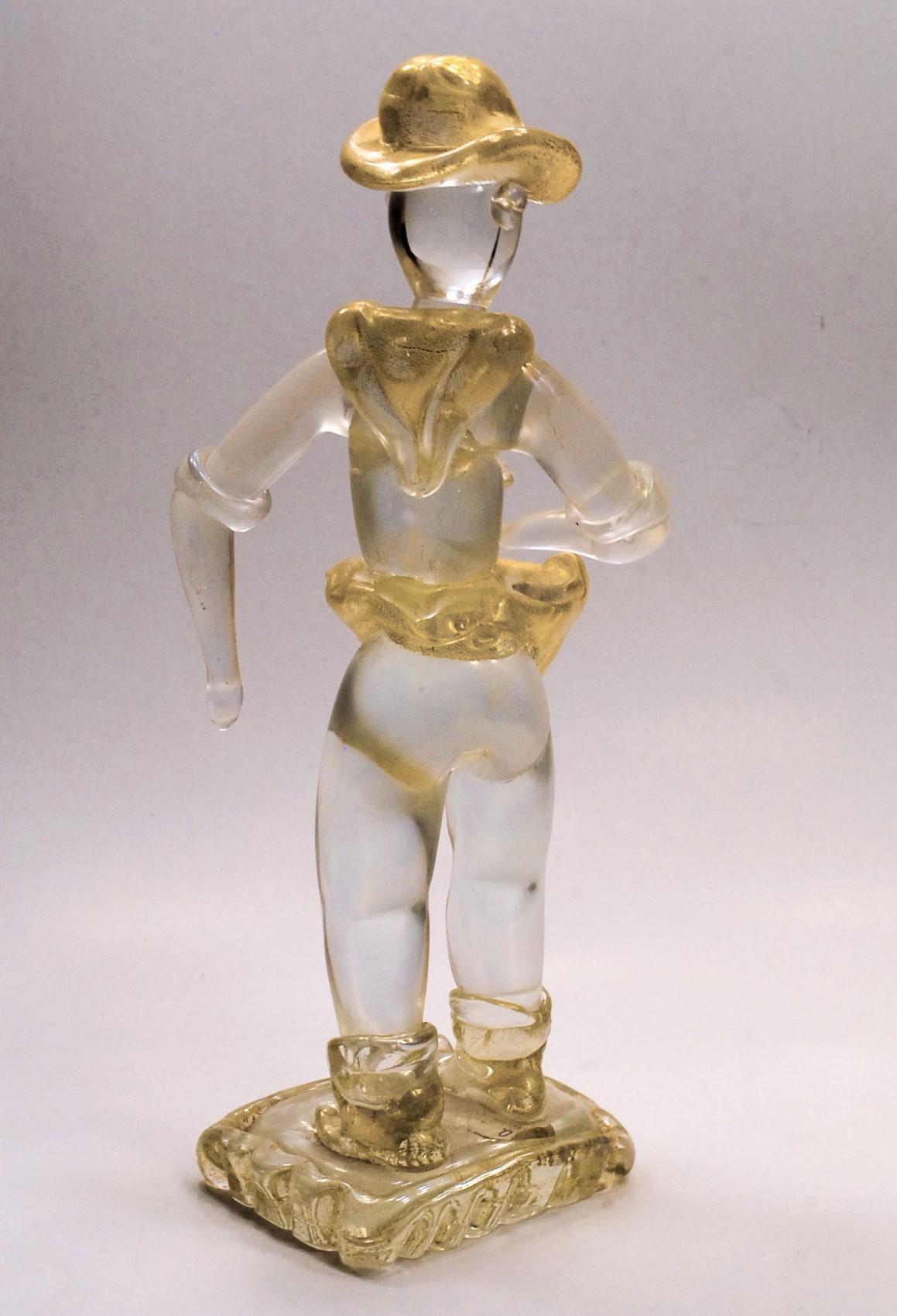 Ercole Barovier Murano Seminatore Clear Massiccio Glass Gold Applications, 1930 For Sale 1