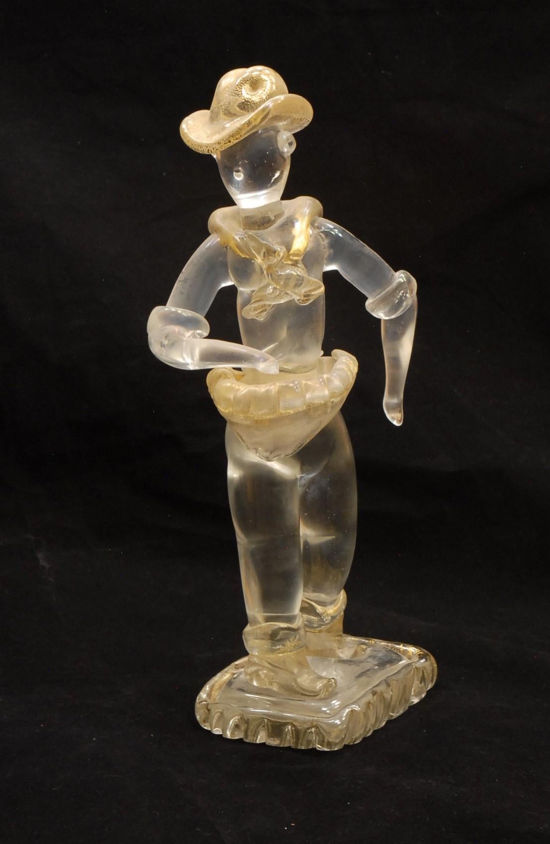 Ercole Barovier Murano Seminatore Clear Massiccio Glass Gold Applications, 1930 For Sale 2