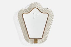 Ercole Barovier, Organic Wall Mirror, Murano Glass, Brass, Italy c. 1940