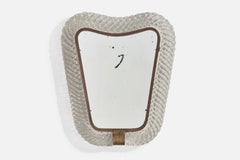 Ercole Barovier, Specchio da parete organico, vetro di Murano, ottone, Italia C.C. 1940