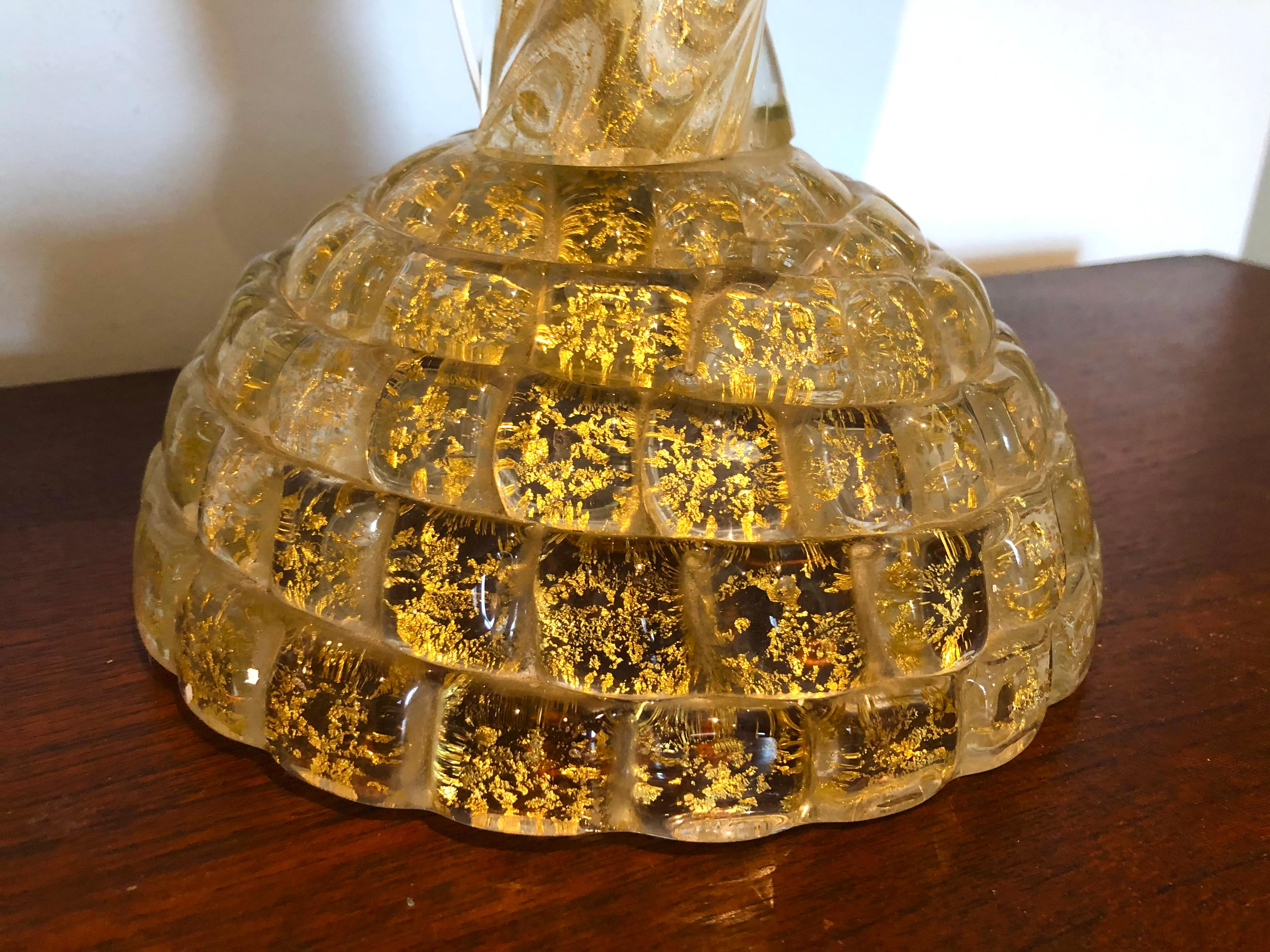Paar massive Muranoglas-Tischlampen von Ercole Barovier im Angebot 3