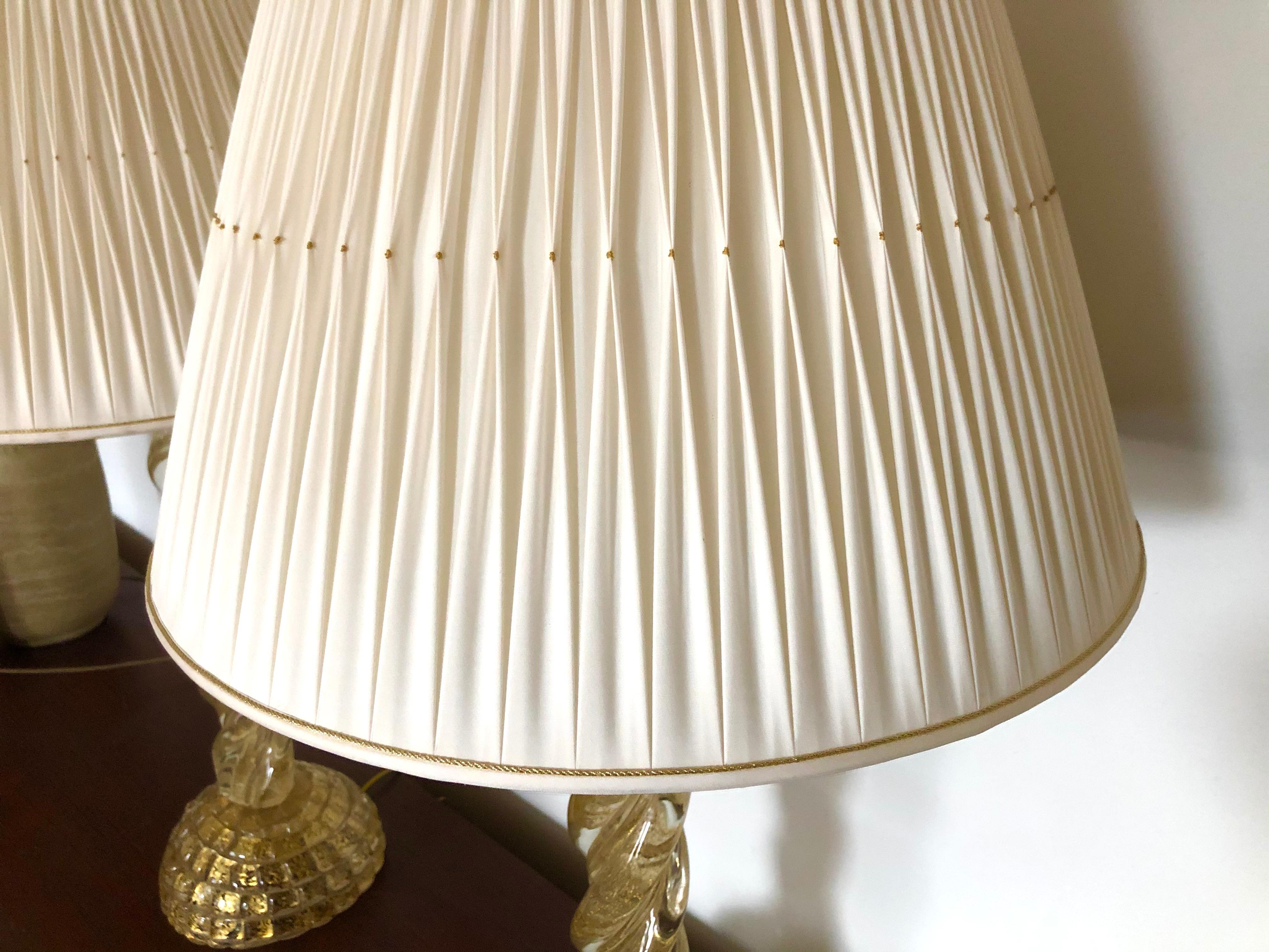 Paar massive Muranoglas-Tischlampen von Ercole Barovier im Angebot 1