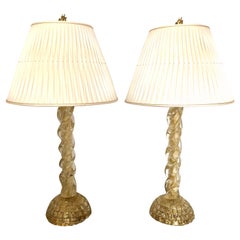 Vintage Ercole Barovier, Pair Massive Murano Glass Table Lamps