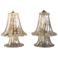 Ercole Barovier, Pair of Blown Glass Lamps / Bullé, Italy, 1950