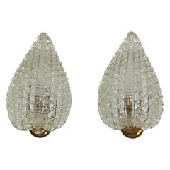 Ercole Barovier, Coppia di applique in vetro di Murano Art Deco degli anni '40