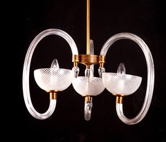 Ercole Barovier Precious Murano Chandelier "Reticello" Venice, 1940s
