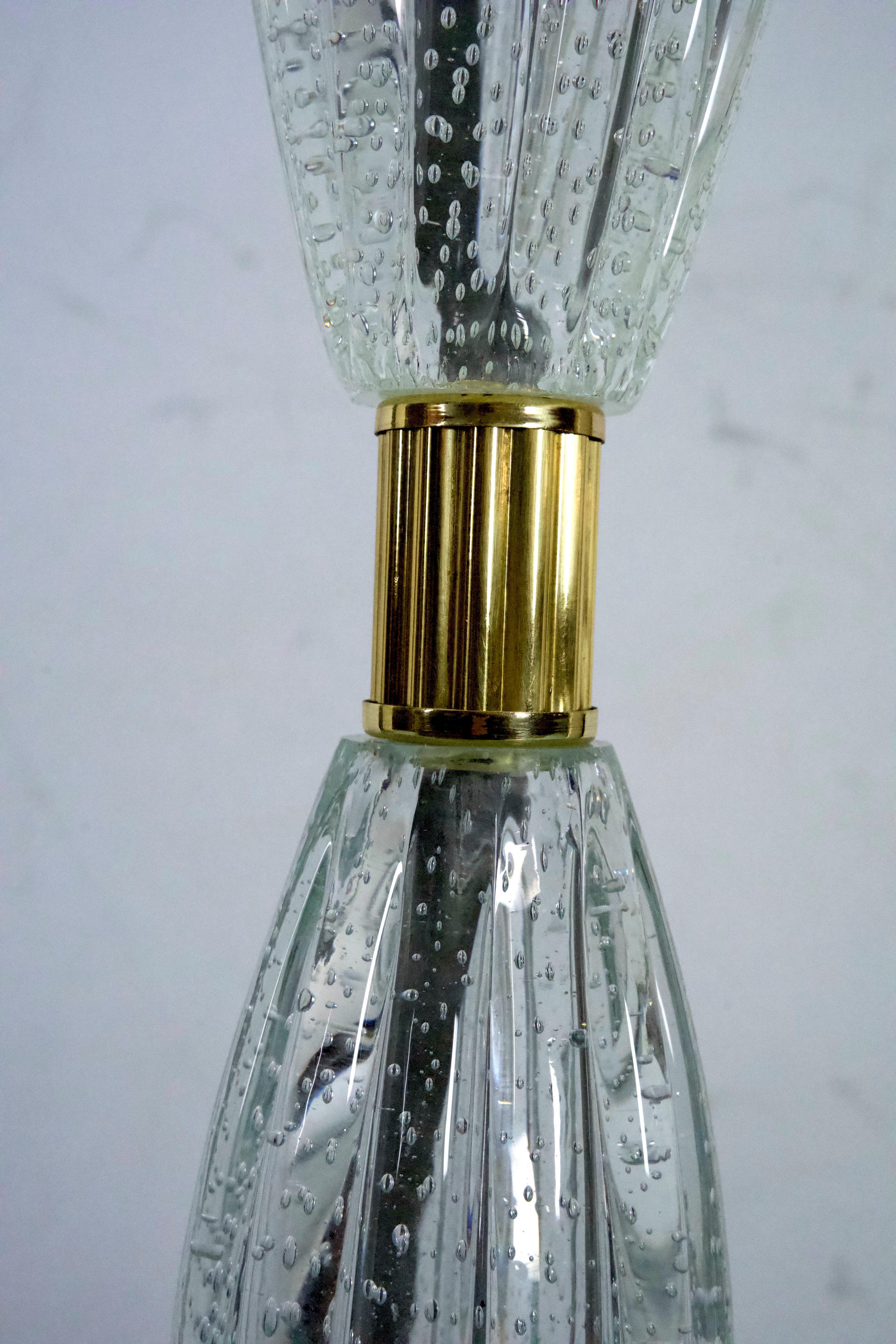 Ercole Barovier, rare lampadaire Bullicante en verre de Murano et laiton. Italie années 1940 en vente 1