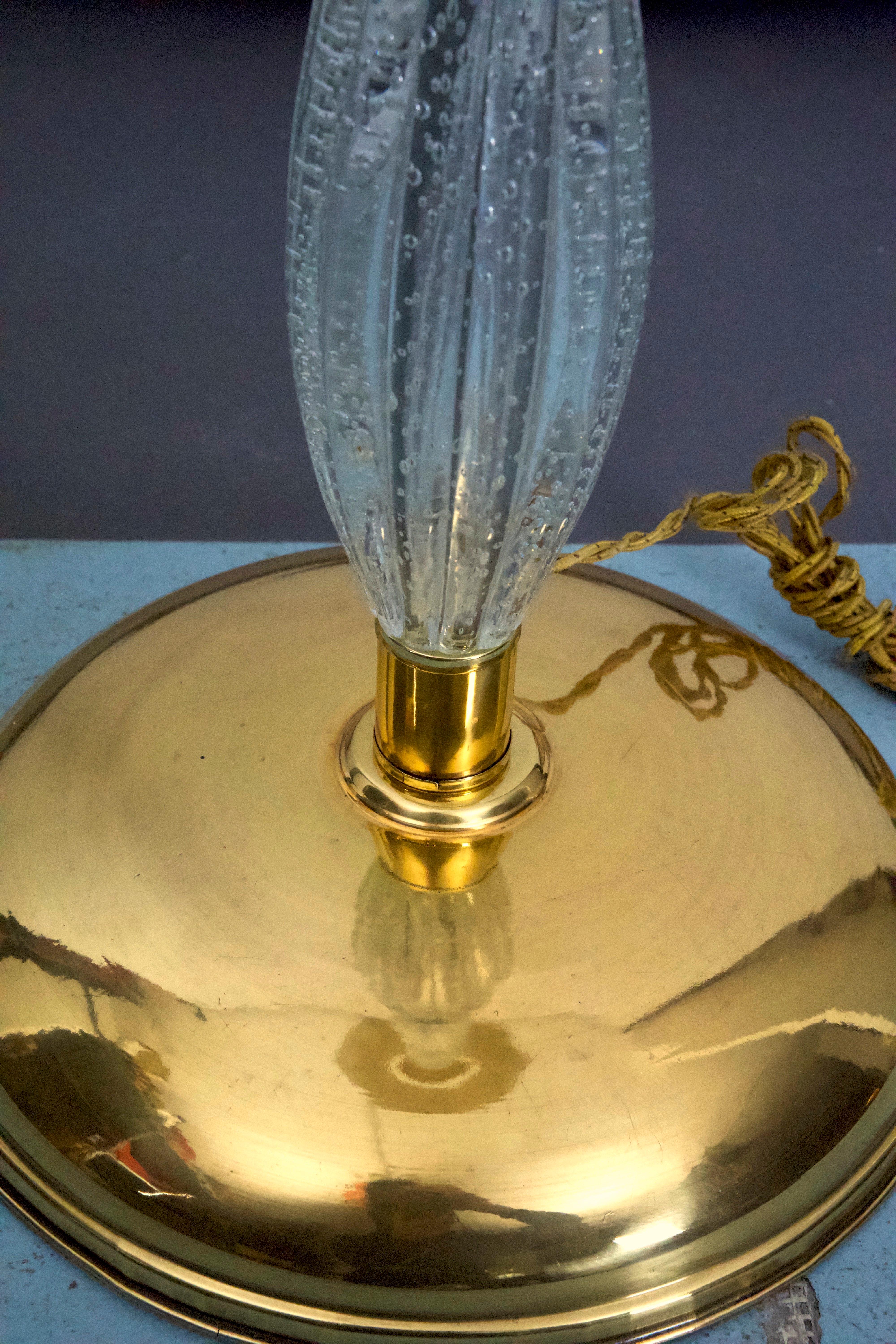 Ercole Barovier, rare lampadaire Bullicante en verre de Murano et laiton. Italie années 1940 en vente 2