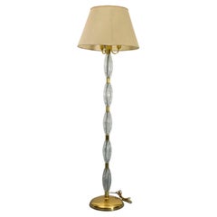 Antique Ercole Barovier, Rare Bullicante Murano glass and brass floor lamp. Italy 1940s
