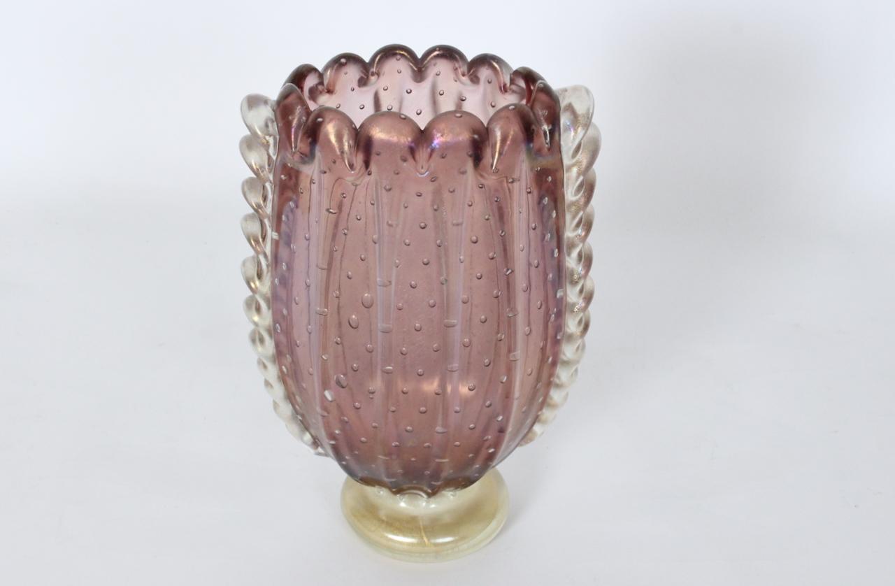 Vaso di Murano di Ercole Barovier a coste color malva iridescente, CIRCA 1950 in vendita 10