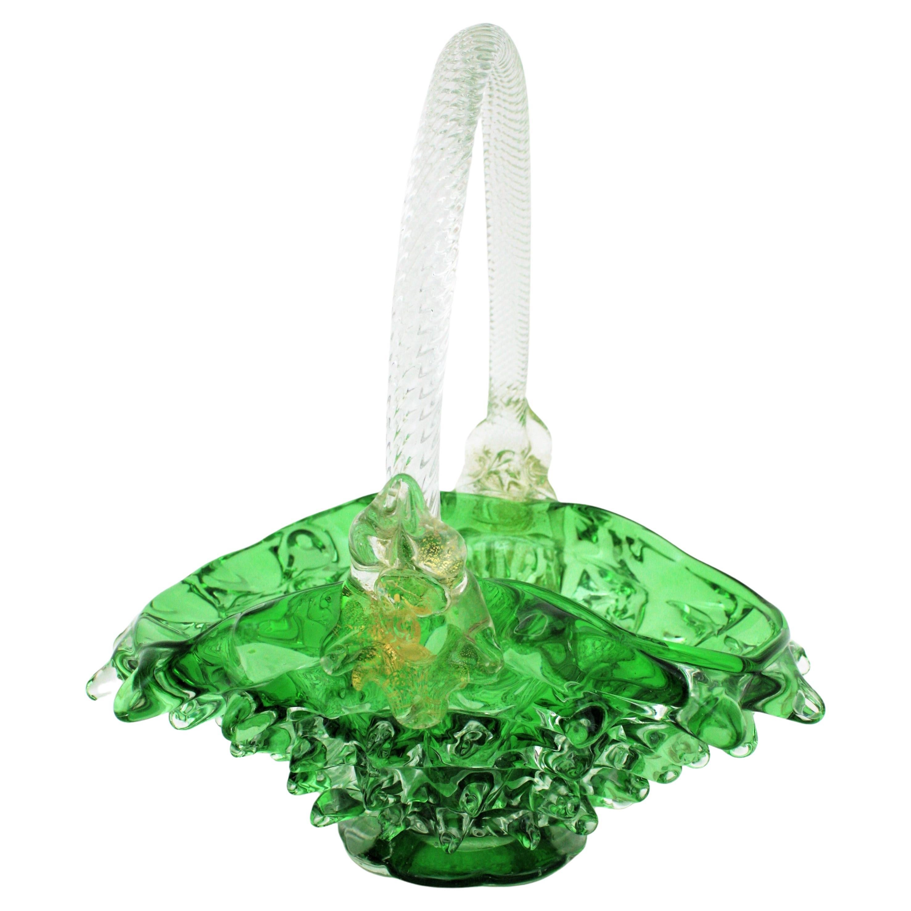 Ercole Barovier Rostrato Murano Art Glass Basket Centerpiece Vase