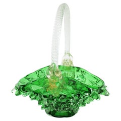 Ercole Barovier Rostrato Murano Art Glass Basket Centerpiece Vase