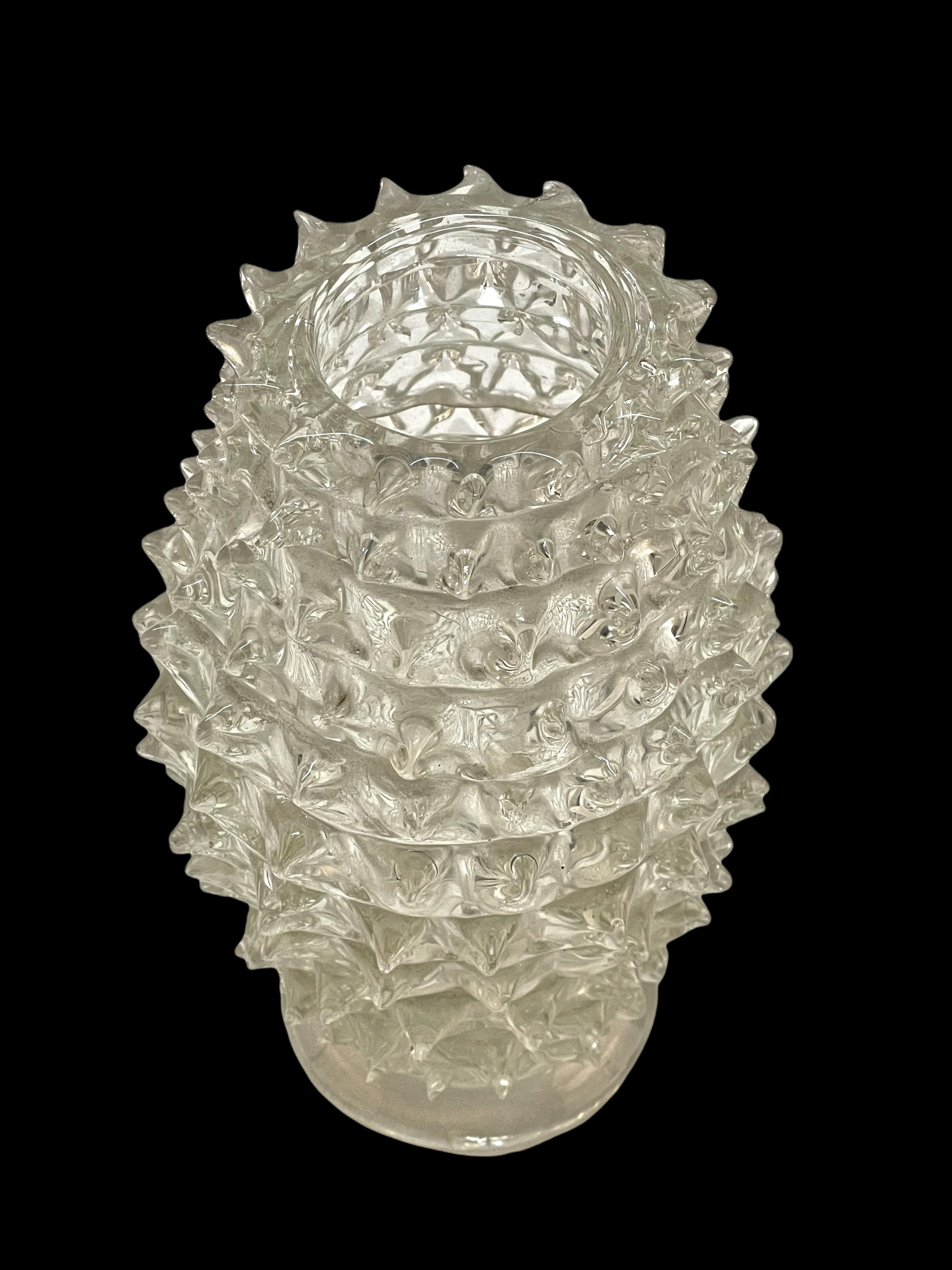 Mouthblown rostrato crystal Murano glass vase. This wonderful piece was produced during the 1940s in Italy by Ercole Barovier for Barovier & Toso.

This item is fantastic thanks to the incredible workmanship of the Rostrato glass will match
