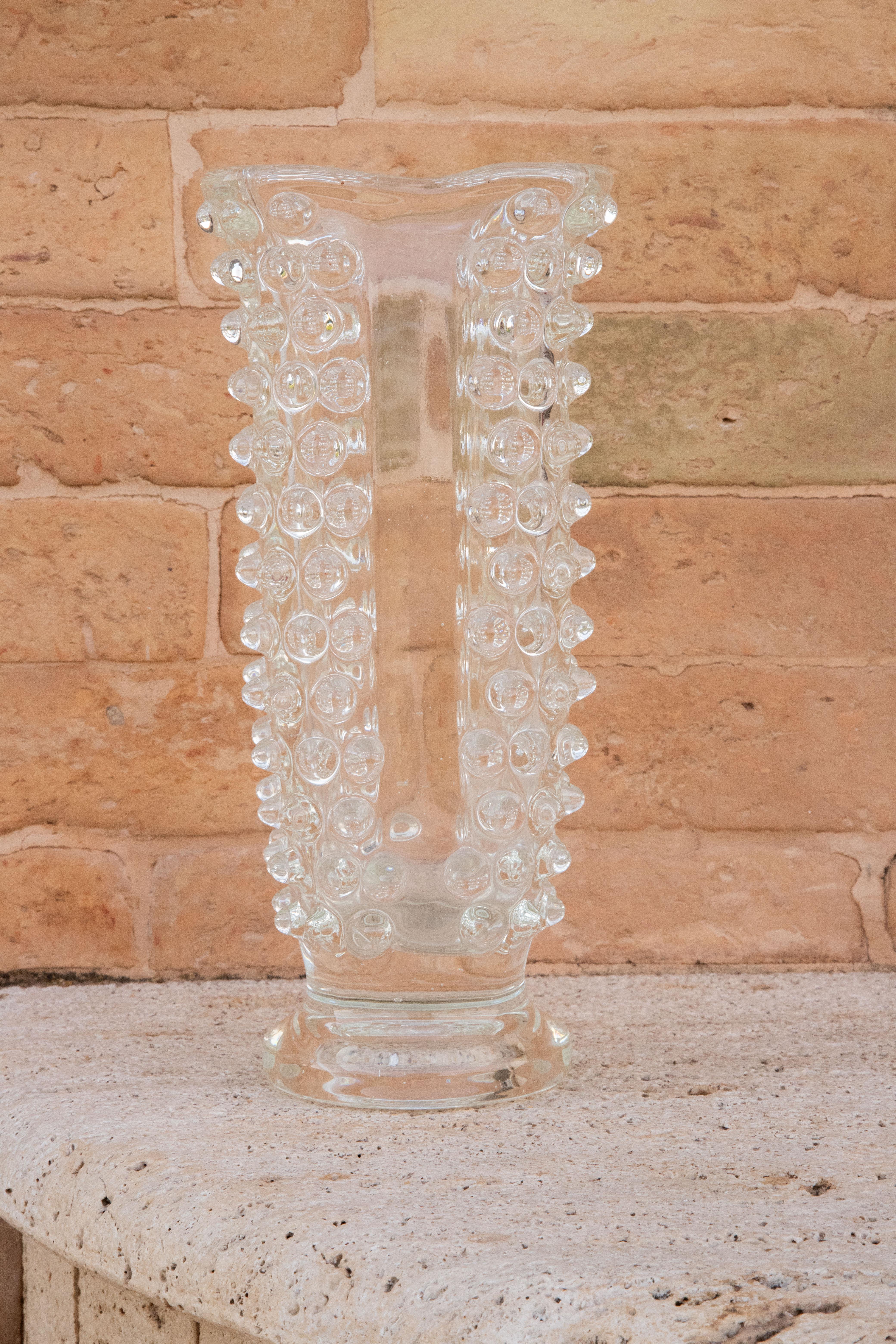 Mouthblown rostrato crystal Murano glass vase. This wonderful piece was produced during the 1940s in Italy by Ercole Barovier for Barovier & Toso.

This item is fantastic thanks to the incredible workmanship of the Rostrato glass will match