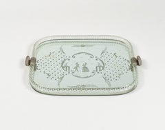 Ercole Barovier Serving Tray Mirror-Engraved Murano Glass, Italy 1950s