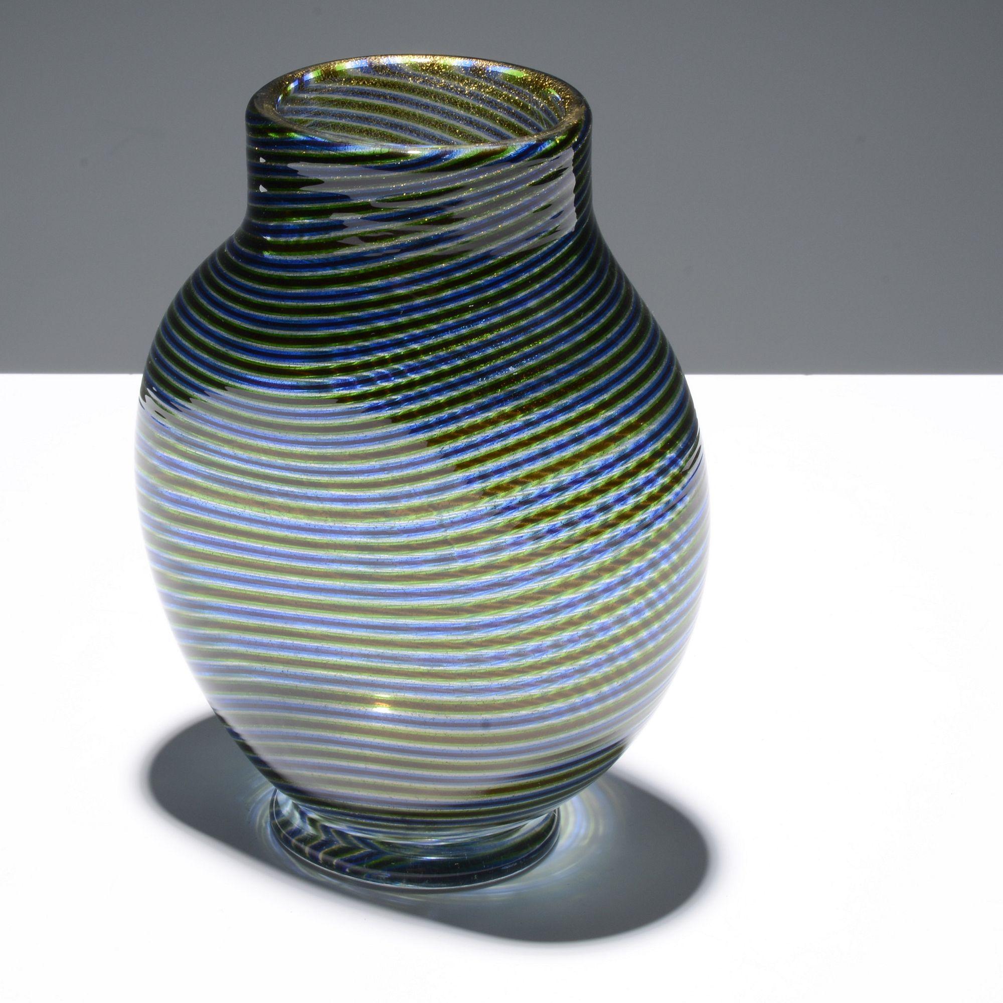 Vaso SPIRA AURATA di Ercole Barovier, Murano in vendita 3
