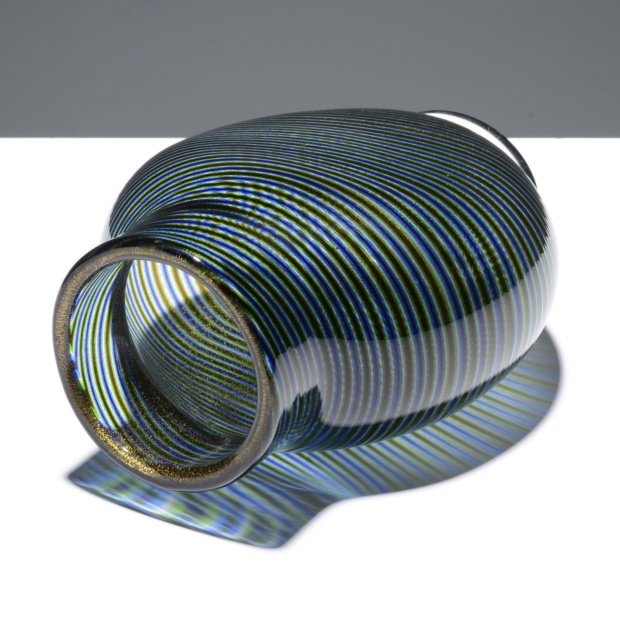 Italiano Vaso SPIRA AURATA di Ercole Barovier, Murano in vendita