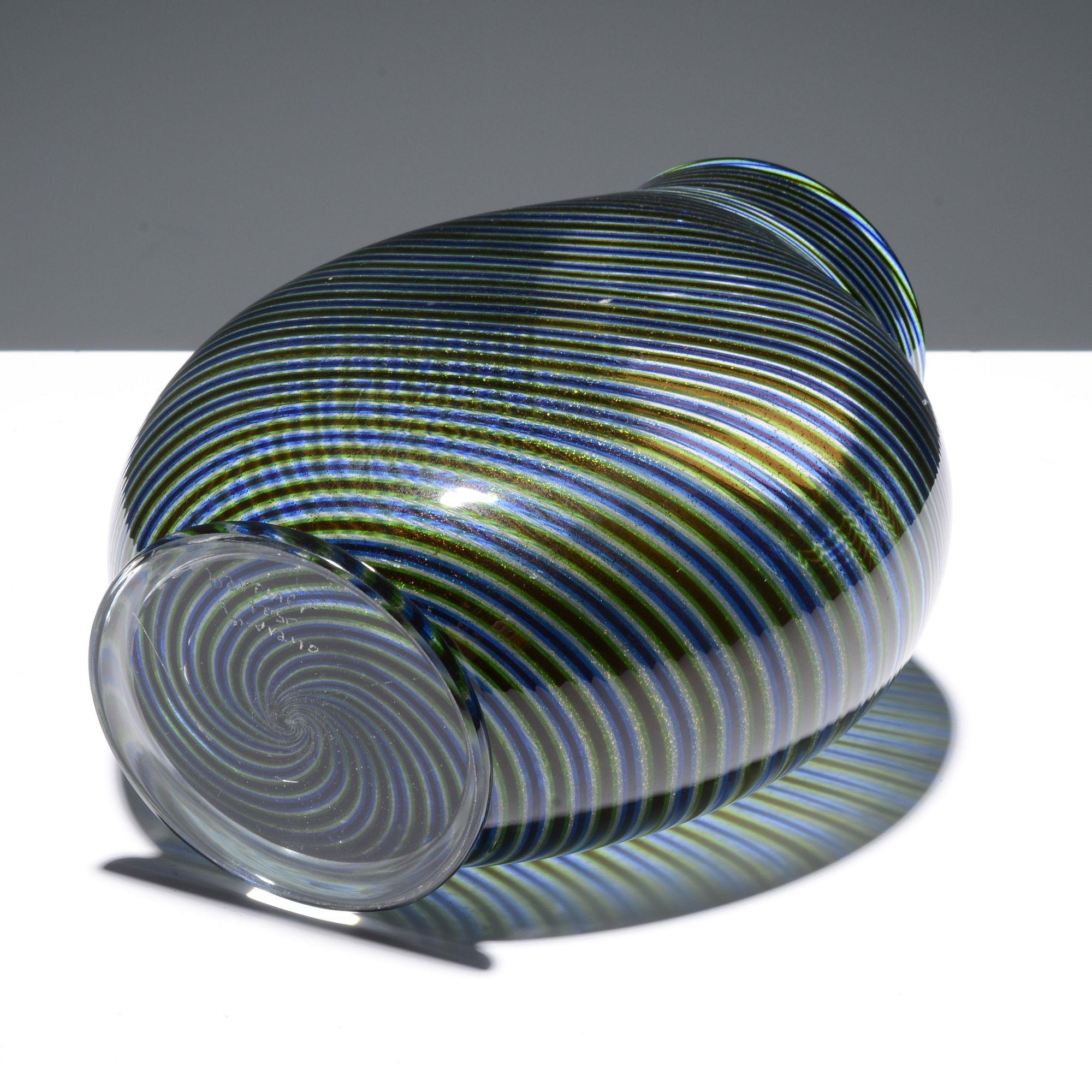 Vetro soffiato Vaso SPIRA AURATA di Ercole Barovier, Murano in vendita
