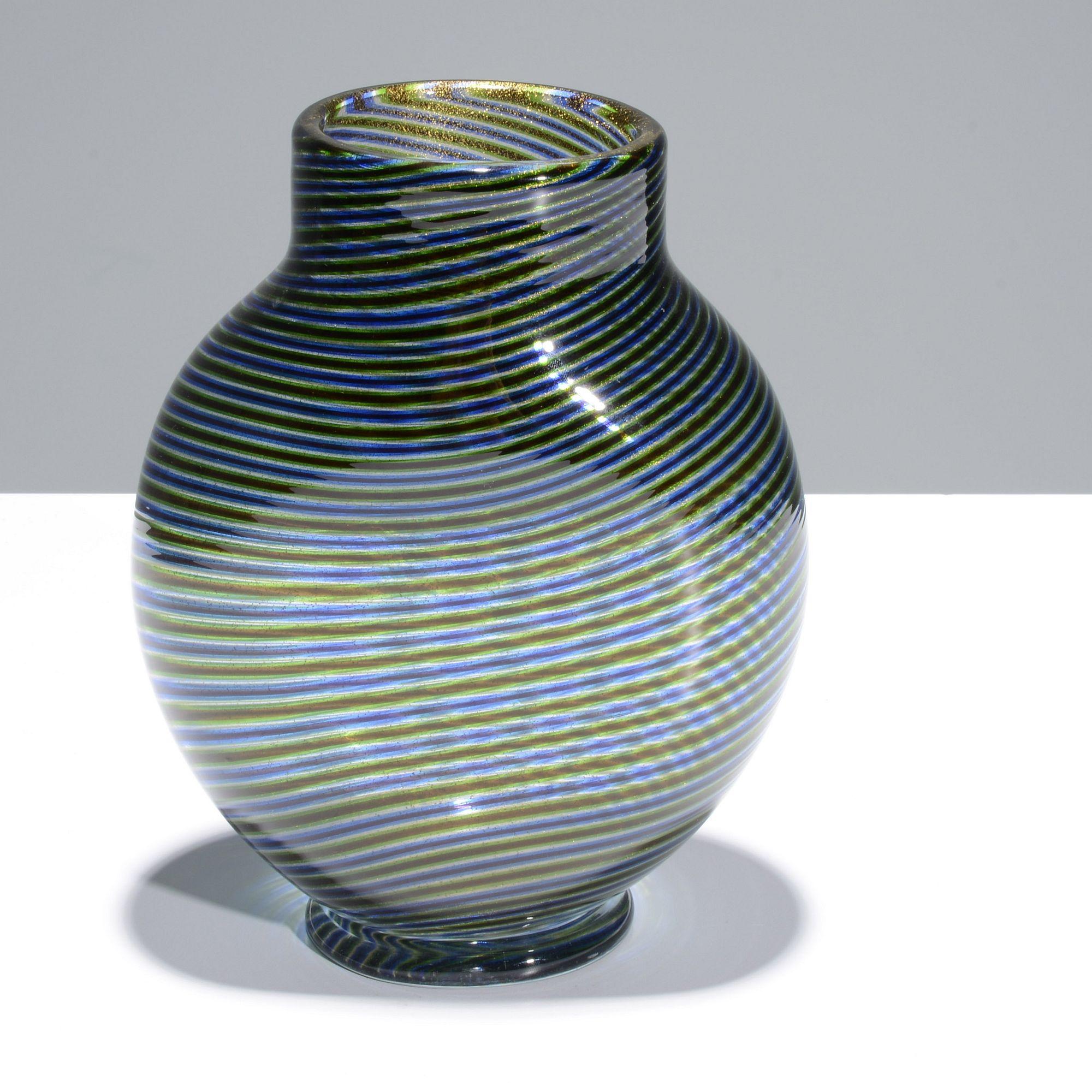 Vaso SPIRA AURATA di Ercole Barovier, Murano in vendita 2