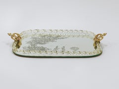 Ercole Barovier Swirl Murano Glass Mirror Serving Tray, Venice, 1950s