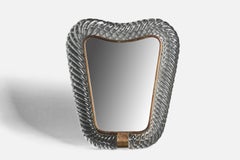 Ercole Barovier, Table Mirror, Brass, Murano Glass, Italy, 1940s
