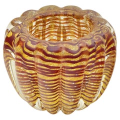 Ercole Barovier&Toso Vase Murano rouge Cordonato D'Oro Bol à rattraper