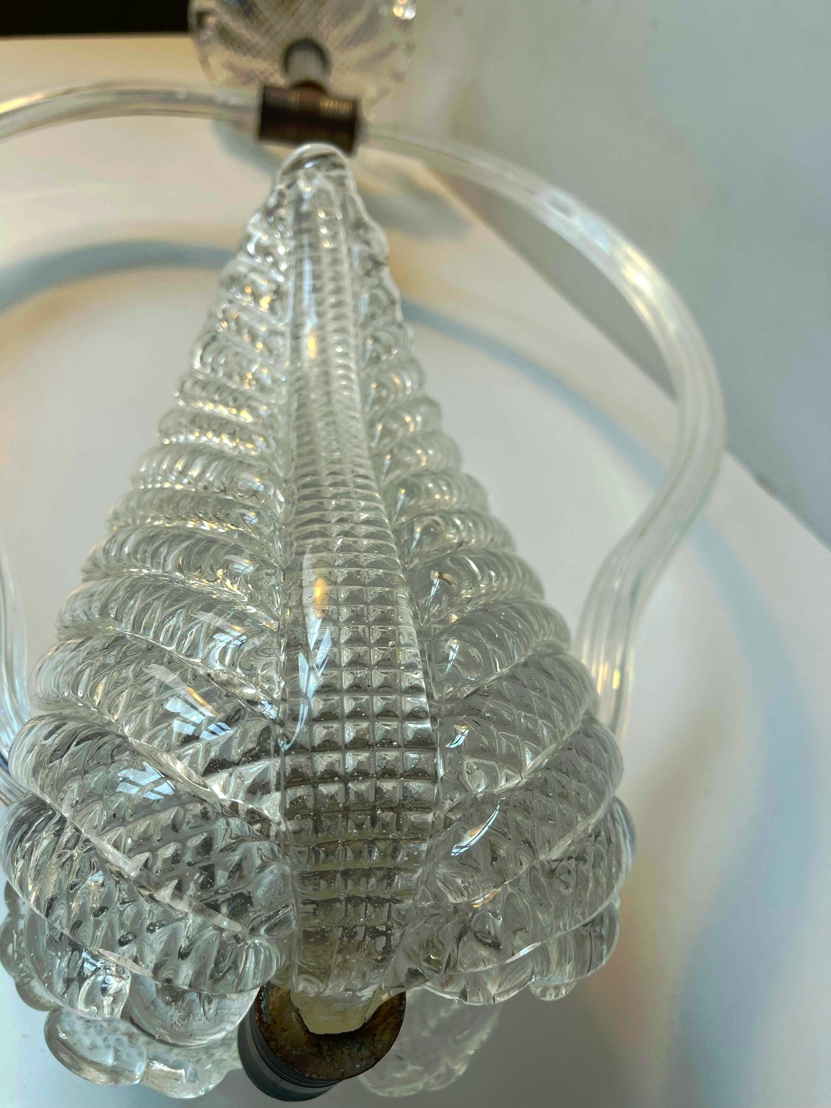 Lámpara de techo Ercole Barovier & Toso Hoja de cristal de Murano, Italia Década de 1940 en venta 4