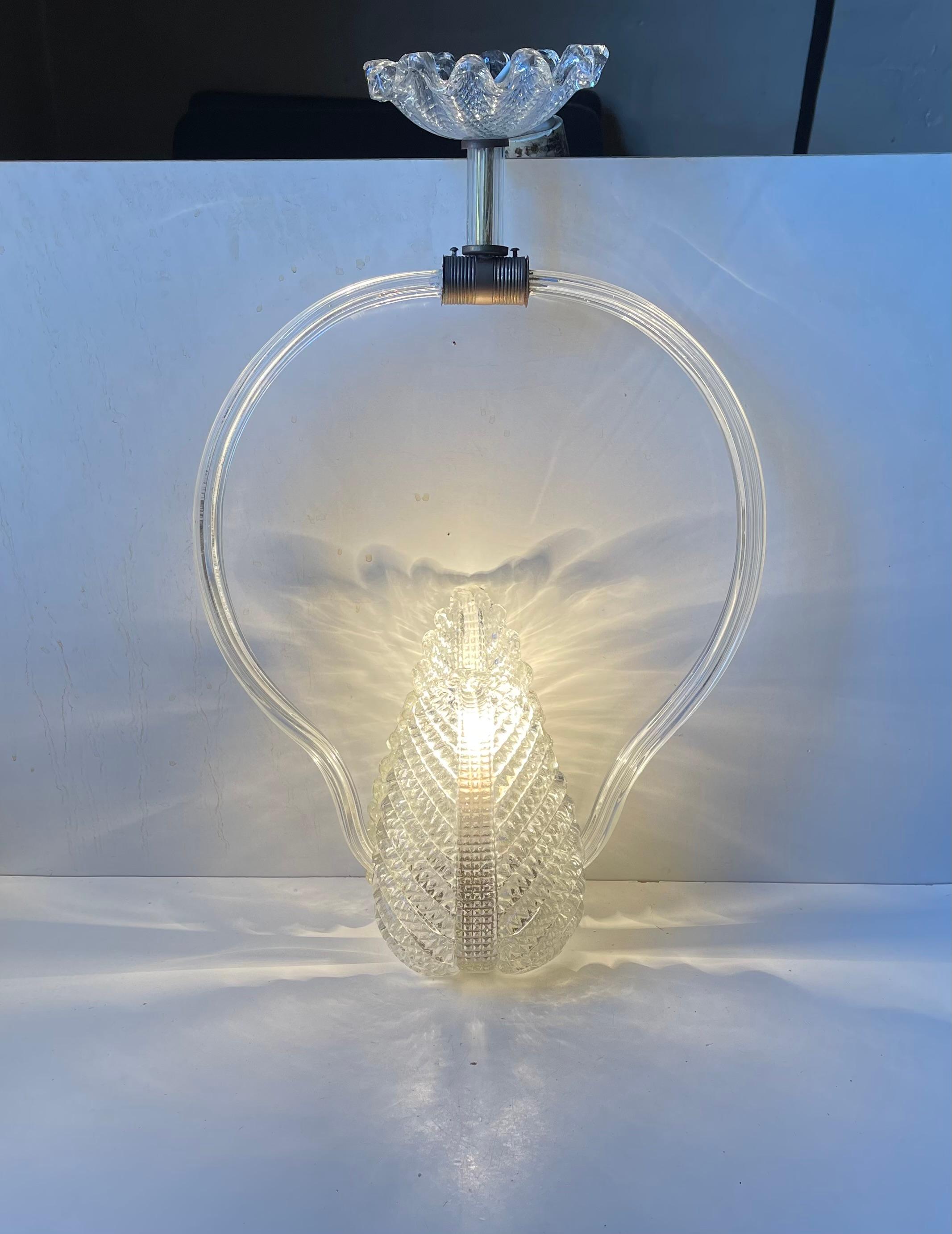 Lámpara de techo Ercole Barovier & Toso Hoja de cristal de Murano, Italia Década de 1940 en venta 6