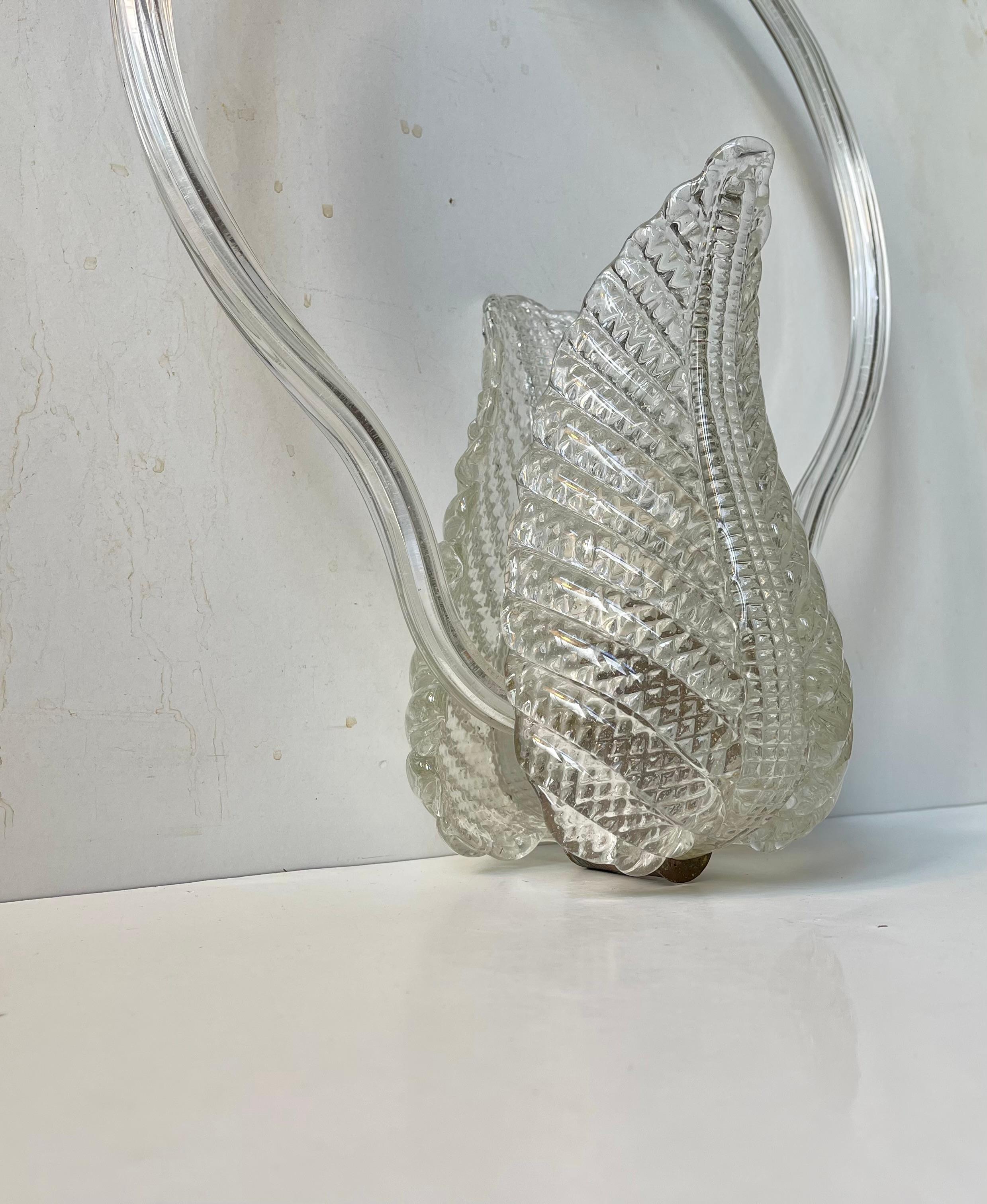 Lámpara de techo Ercole Barovier & Toso Hoja de cristal de Murano, Italia Década de 1940 en venta 8