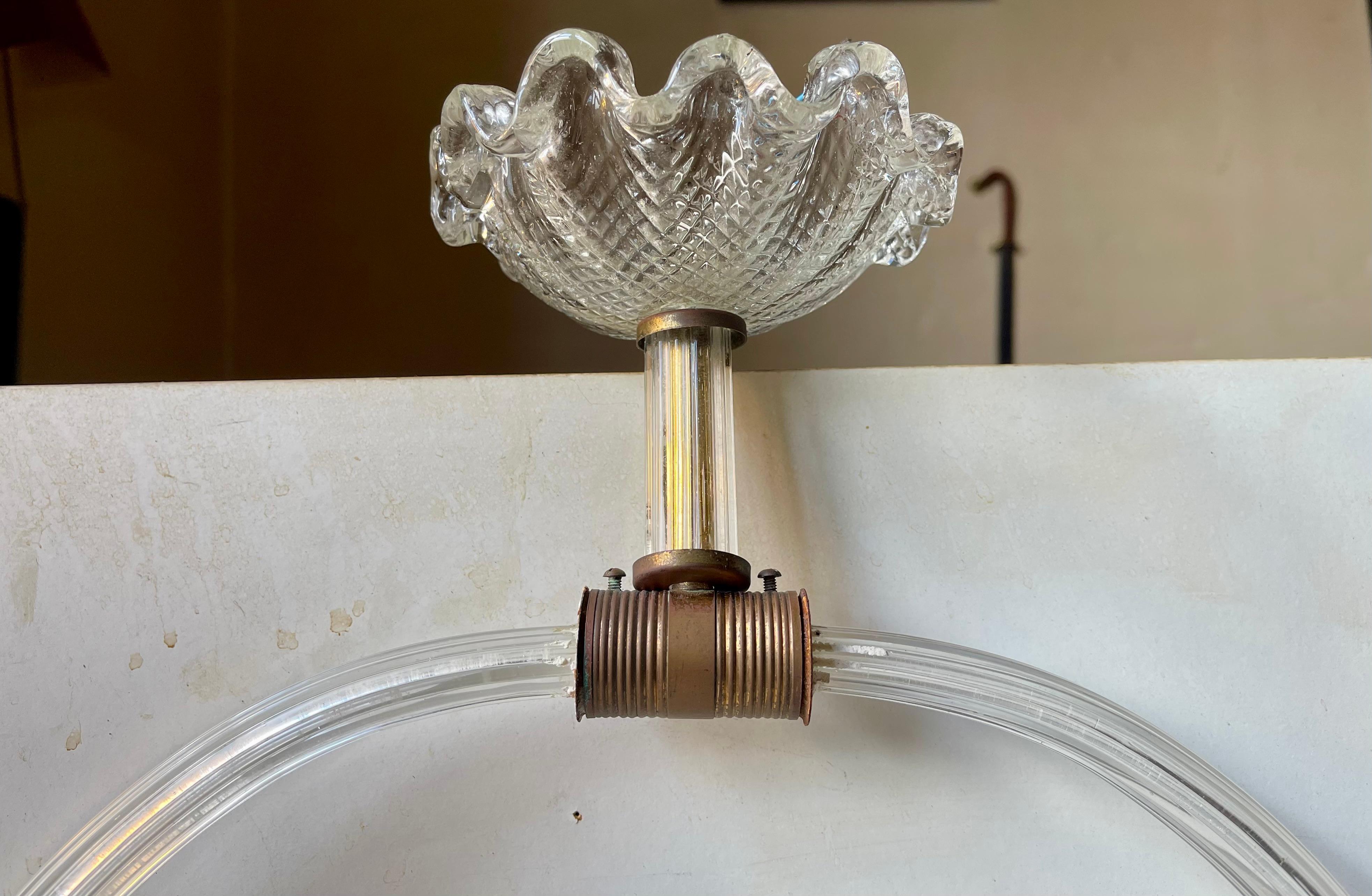 Lámpara de techo Ercole Barovier & Toso Hoja de cristal de Murano, Italia Década de 1940 en venta 1