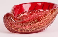 Ercole Barovier & Toso Mid-Century Murano Cordonato D’oro Art Glass Dish