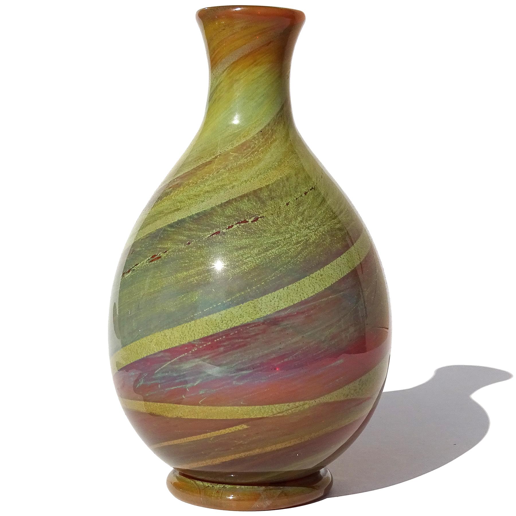 Fait main Ercole Barovier Toso Murano 1956 Vase à fleurs en verre d'art italien opale calcédoine en vente