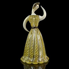 Ercole Barovier Toso Murano 50s Gold Flecks Italian Art Glass Woman Sculpture