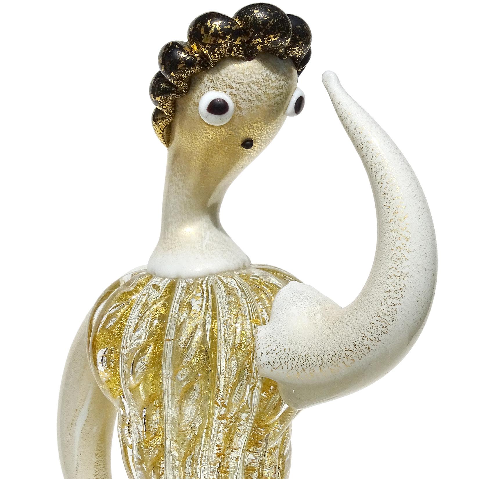 Mid-Century Modern Ercole Barovier Toso Murano 50s Gold Flecks Italian Art Glass Woman Sculpture