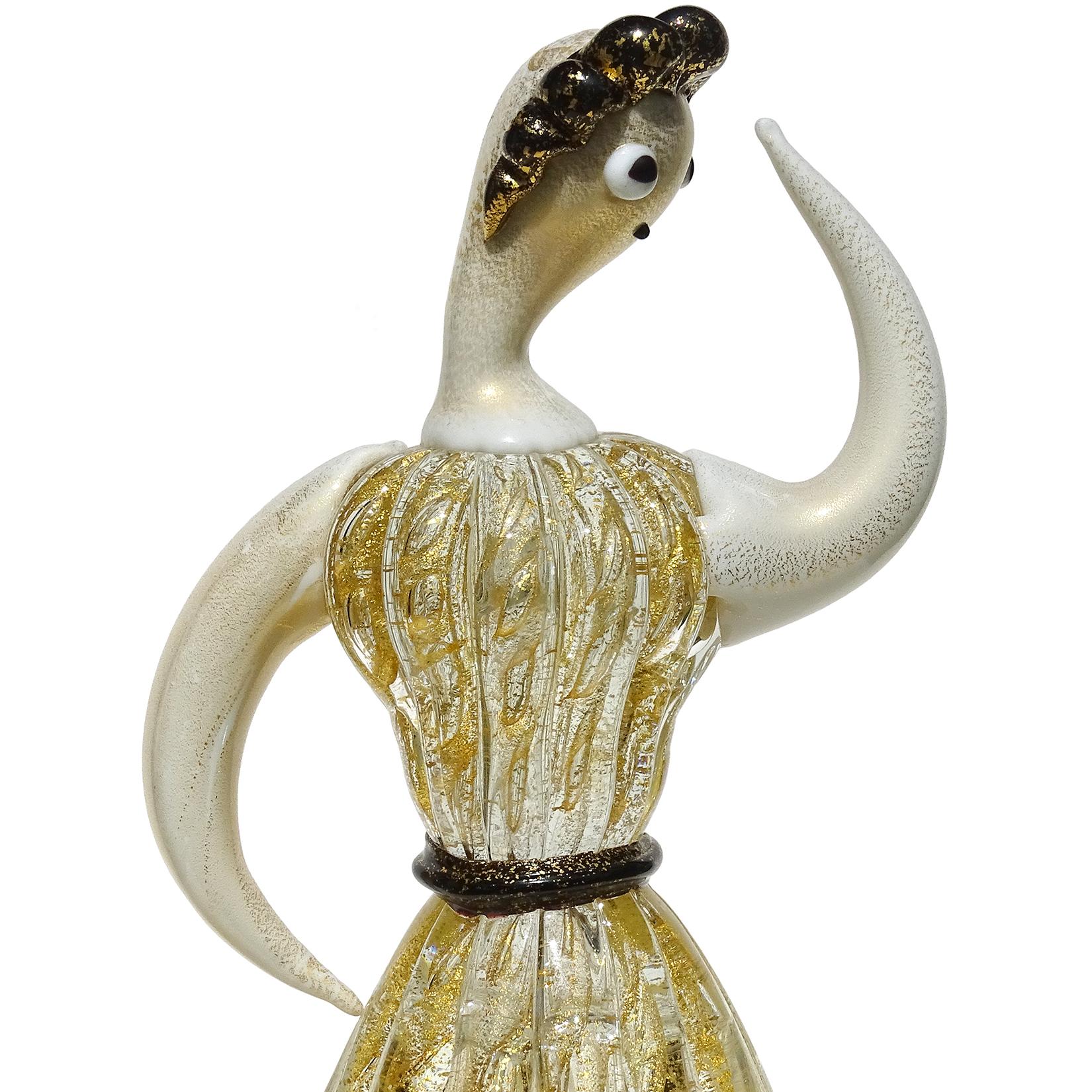 Hand-Crafted Ercole Barovier Toso Murano 50s Gold Flecks Italian Art Glass Woman Sculpture