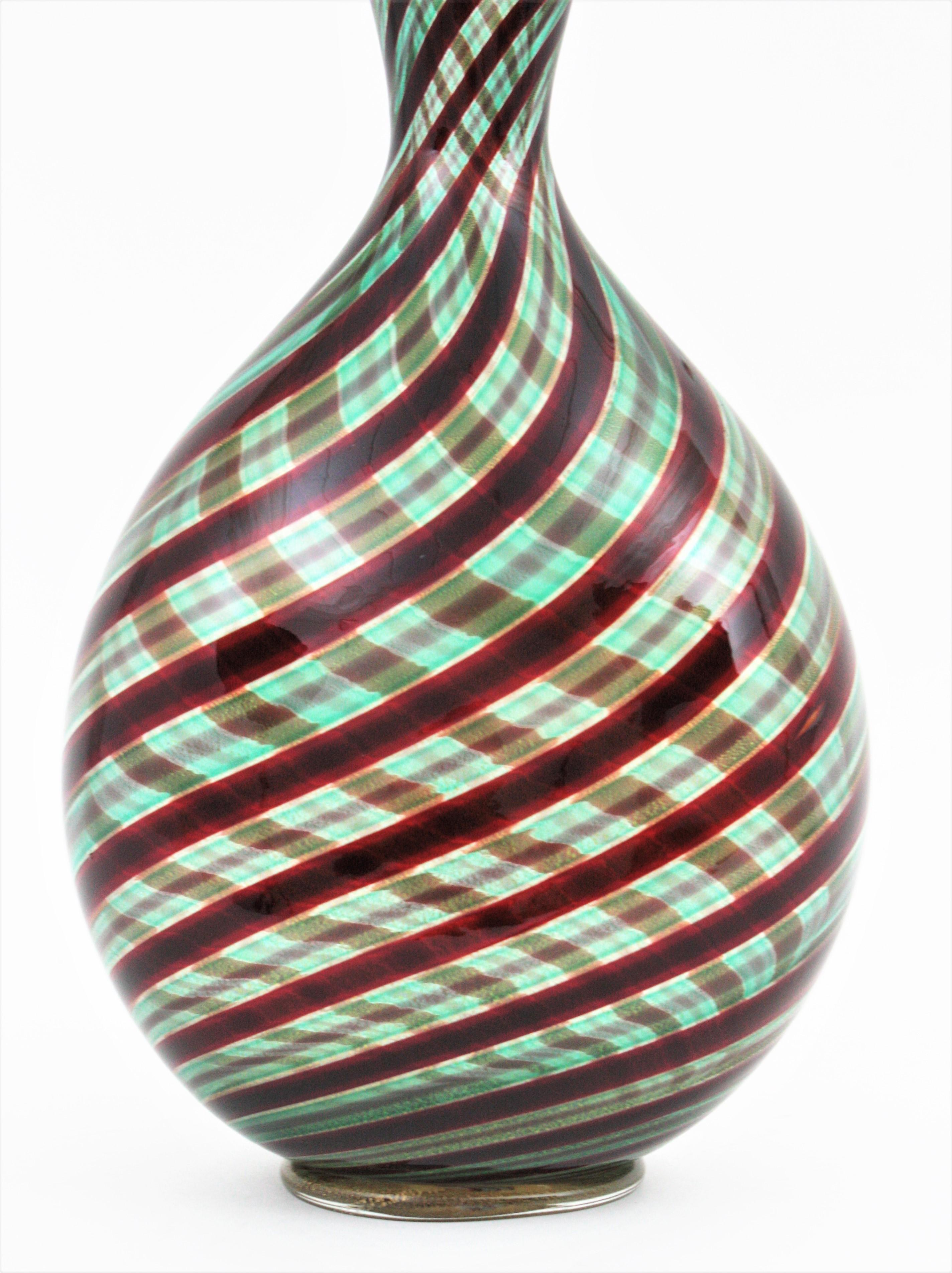 Ercole Barovier Toso Murano Glass Spira Aurata Vase, 1960s For Sale 4