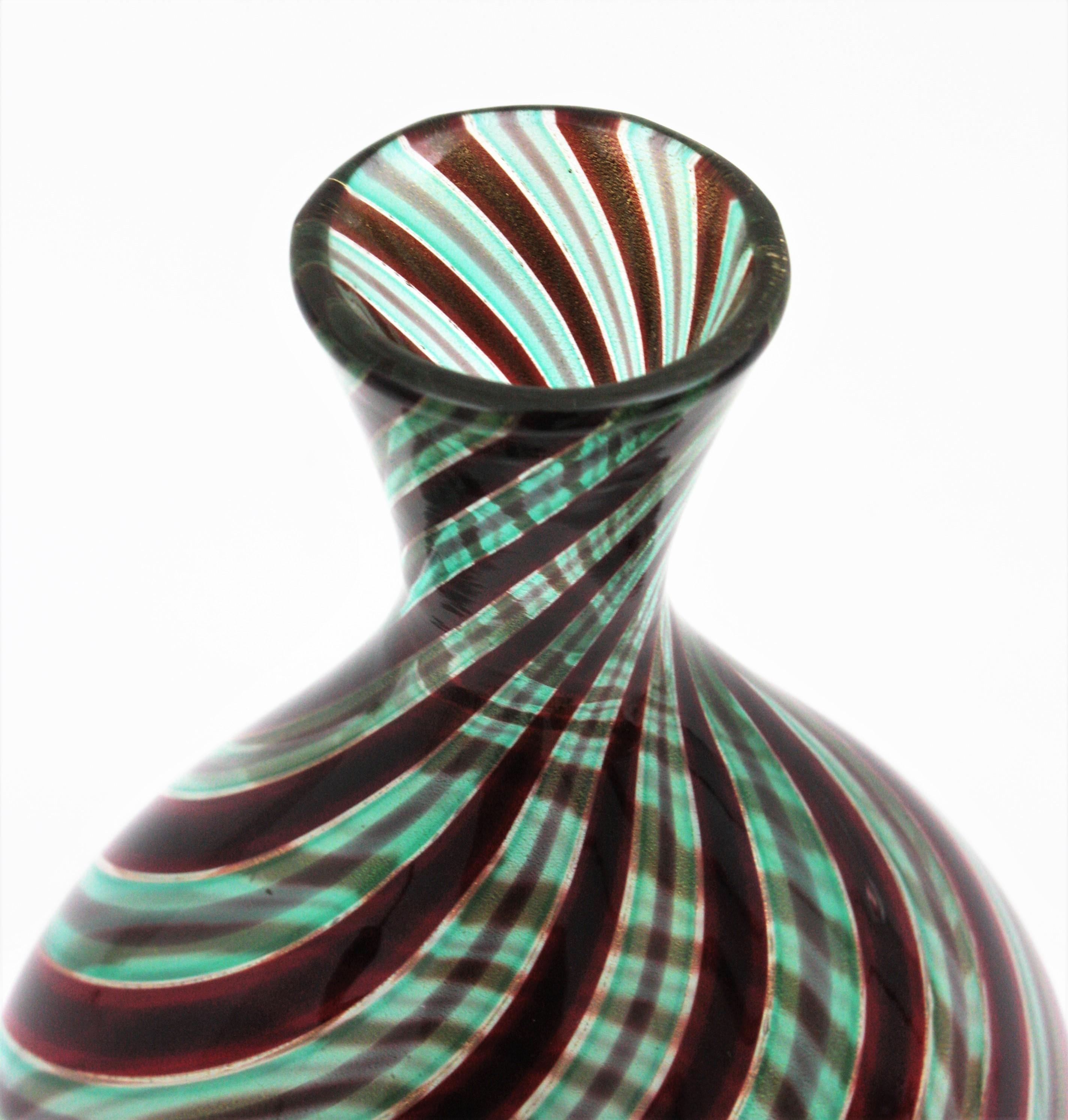 Ercole Barovier Toso Murano Glass Spira Aurata Vase, 1960s For Sale 5