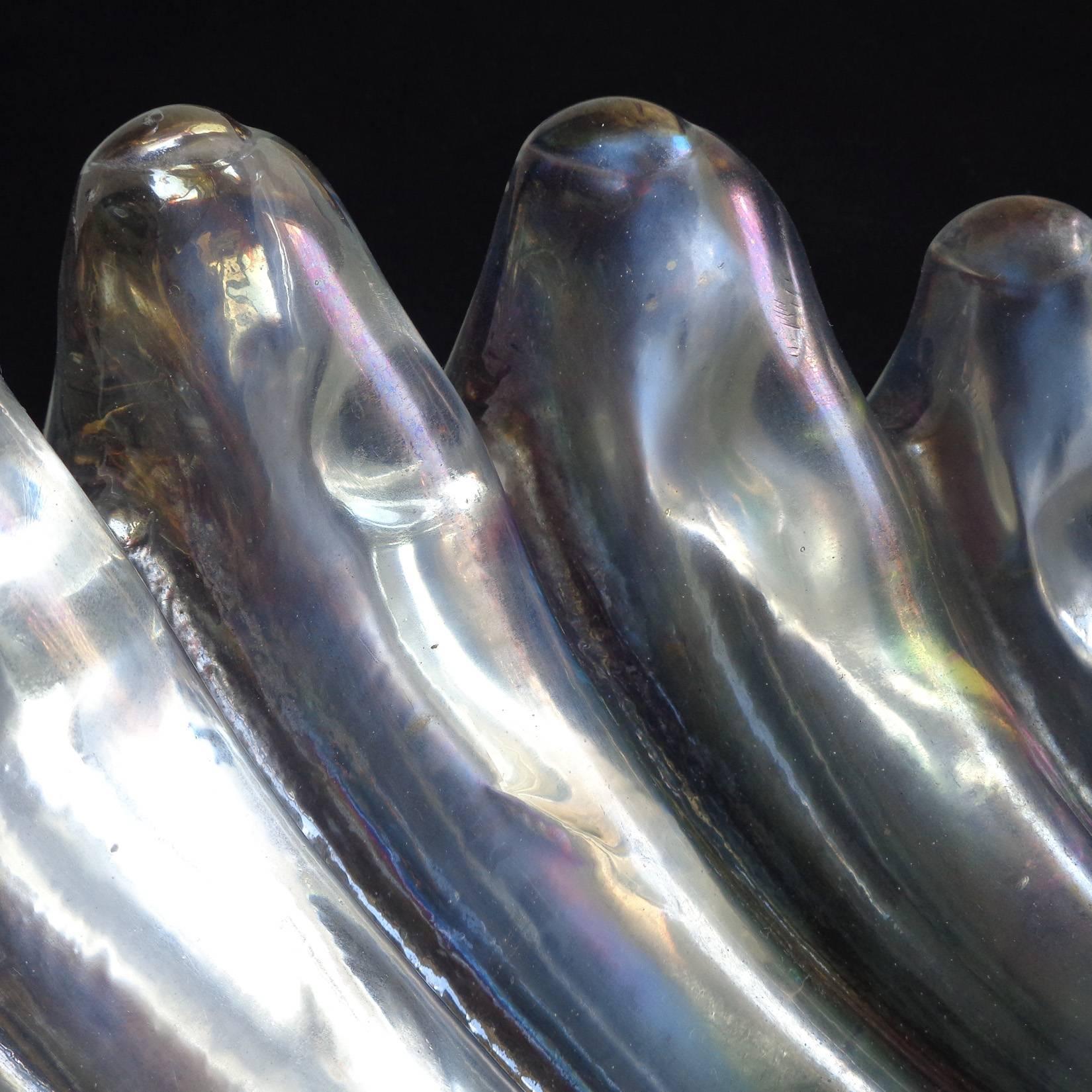 Schillernde italienische Art-Déco-Glasschale mit Muscheln von Ercole Barovier Toso aus Muranoglas im Zustand „Gut“ im Angebot in Kissimmee, FL