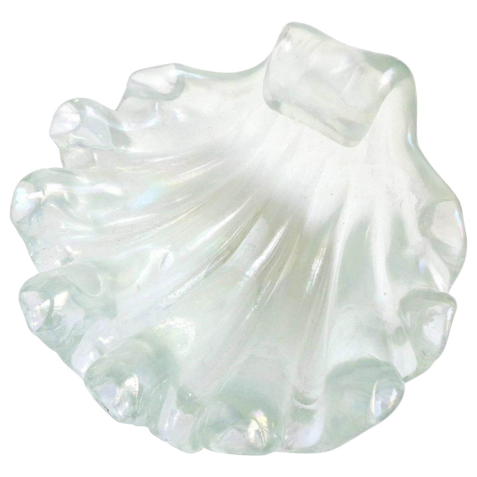 Ercole Barovier Toso Murano Iridescent Italian Art Deco Glass Conch Shell Bowl For Sale