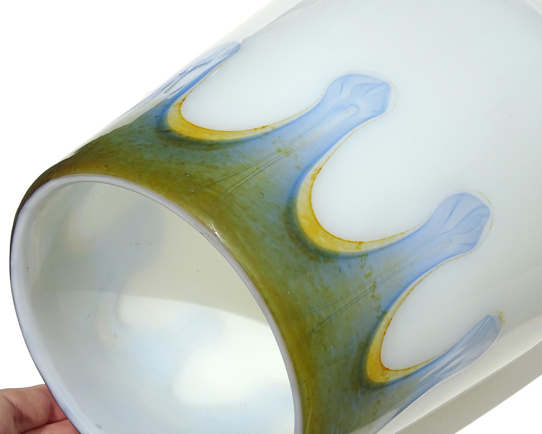 Mid-Century Modern Ercole Barovier Toso Murano Opal White Chalcedony Italian Art Glass Pendant Lamp For Sale