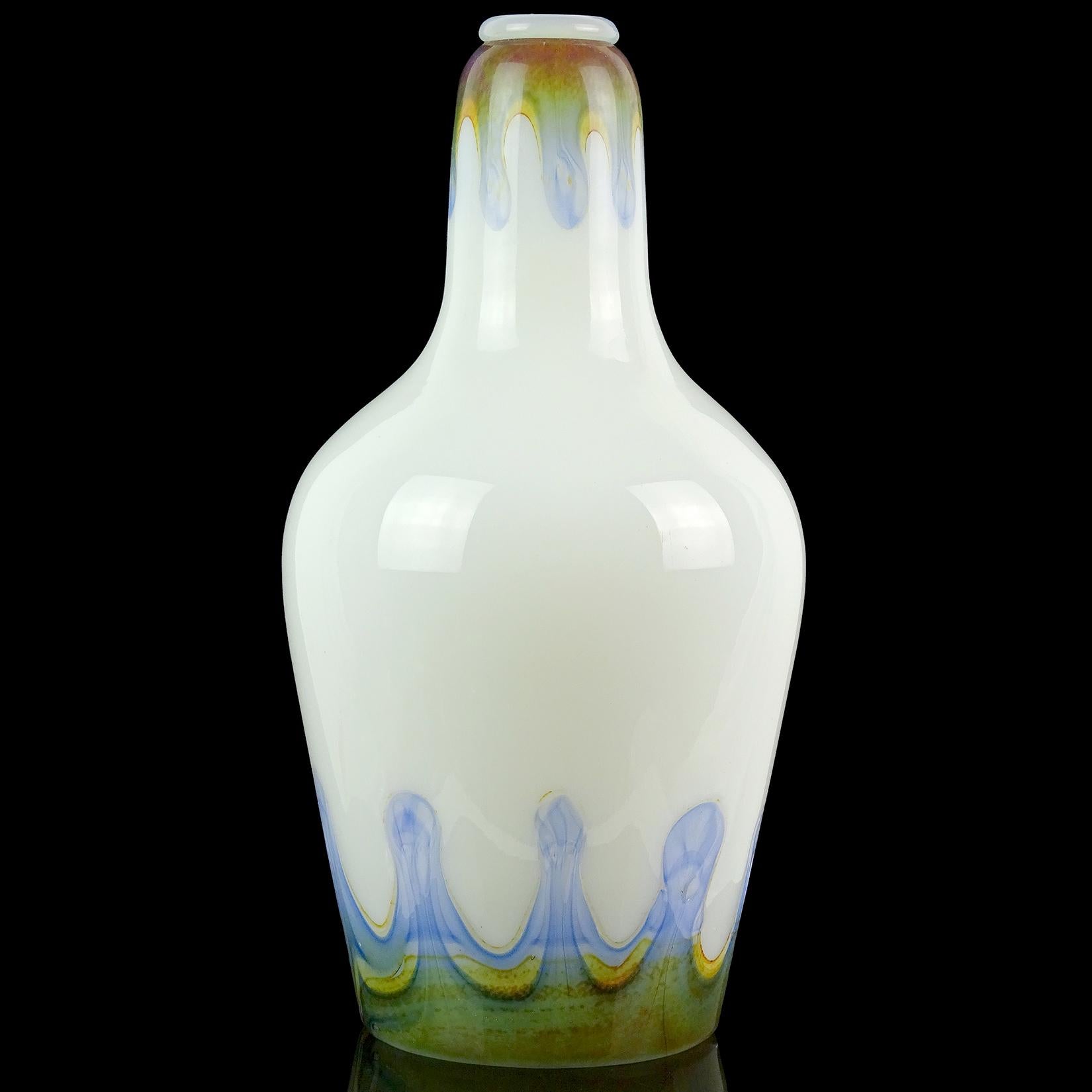 Fait main Ercole Barovier Toso Murano, lampe à suspension en verre d'art italien, opale blanche calcédoine en vente