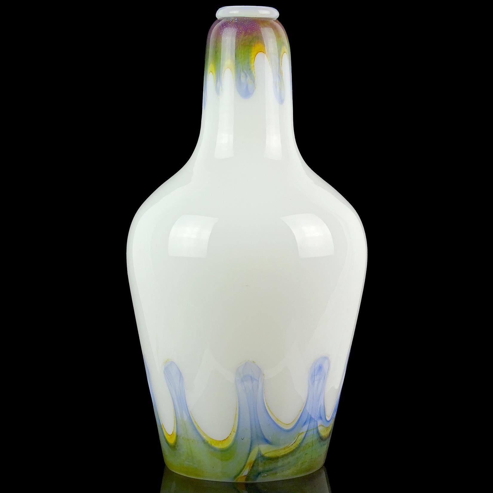 Ercole Barovier Toso Murano Opal White Chalcedony Italian Art Glass Pendant Lamp In Good Condition In Kissimmee, FL