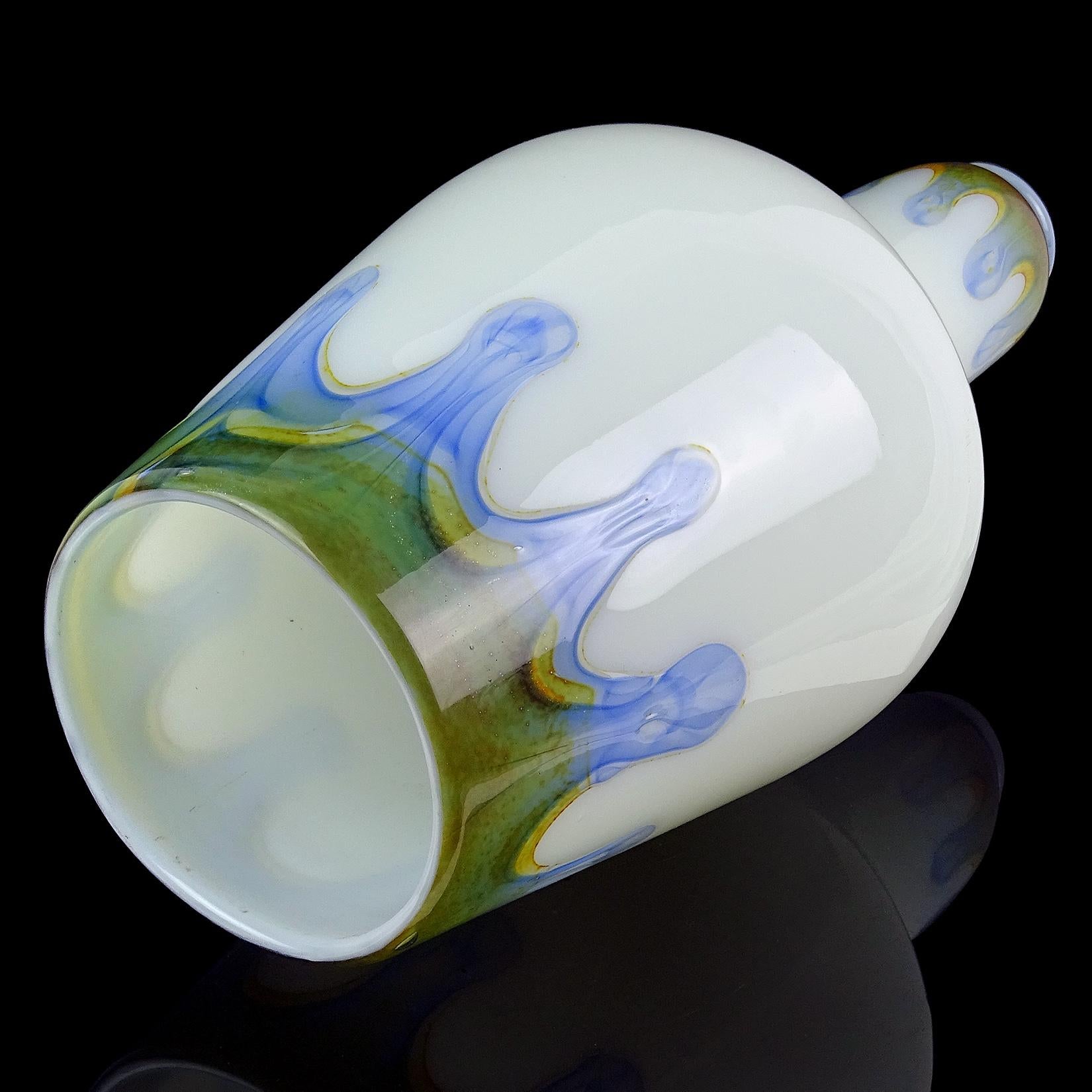20ième siècle Ercole Barovier Toso Murano, lampe à suspension en verre d'art italien, opale blanche calcédoine en vente