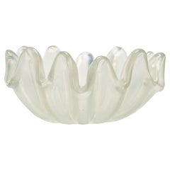 Ercole Barovier Thick wavy shell-shape Murano glass bowl centerpiece - 1950s