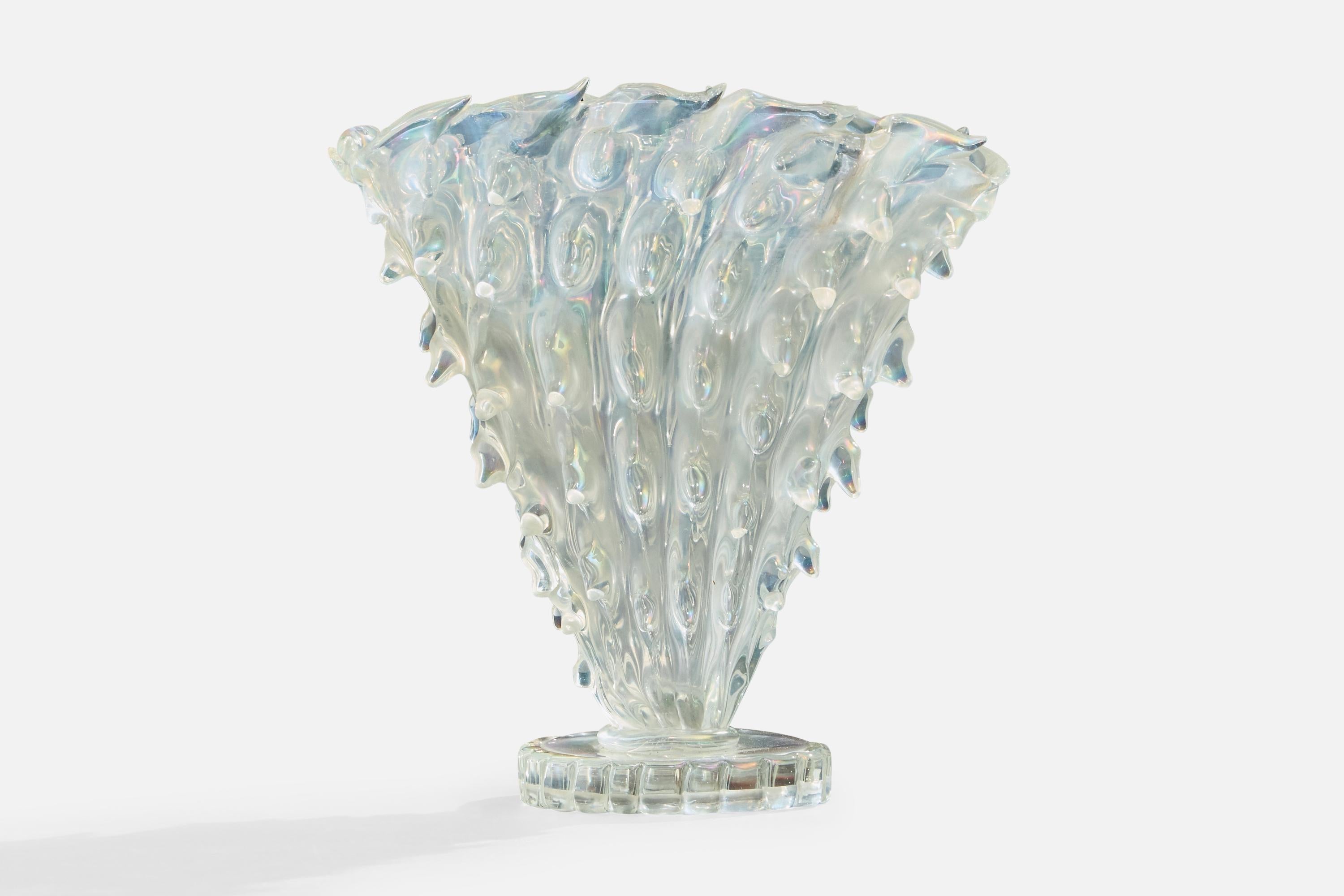 Ercole Barovier, Jarrón, Vidrio, Italia, Década de 1940 Italiano en venta