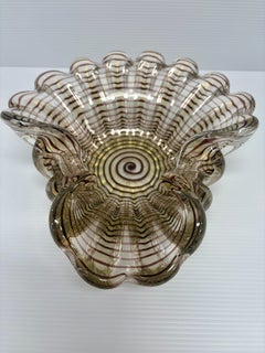 Zebrati Bowl by Ercole Barovier, Murano Glass, Mid-Century Modern