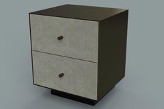 Ercole Bedside Table Powder Coated and Ultraleather Pony Upholstery