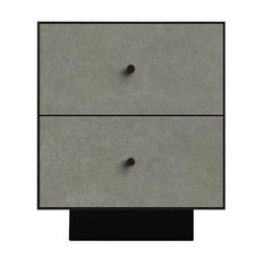 Ercole Bedside Table Powder Coated and Ultraleather Pony Upholstery